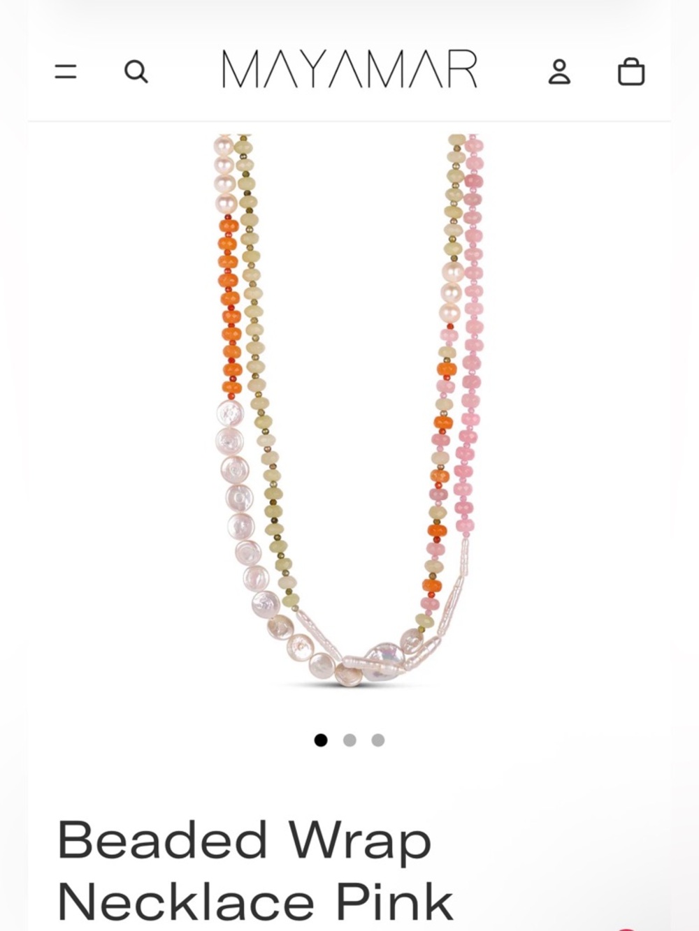 MAYAMAR Pink Beaded Wrap Necklace